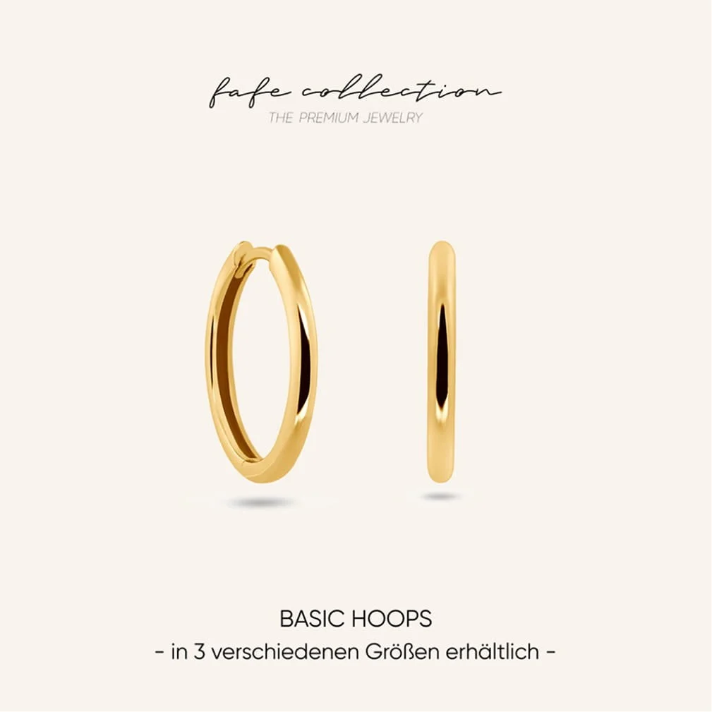 Fafe Collection ad: gold Basic Hoops in three sizes