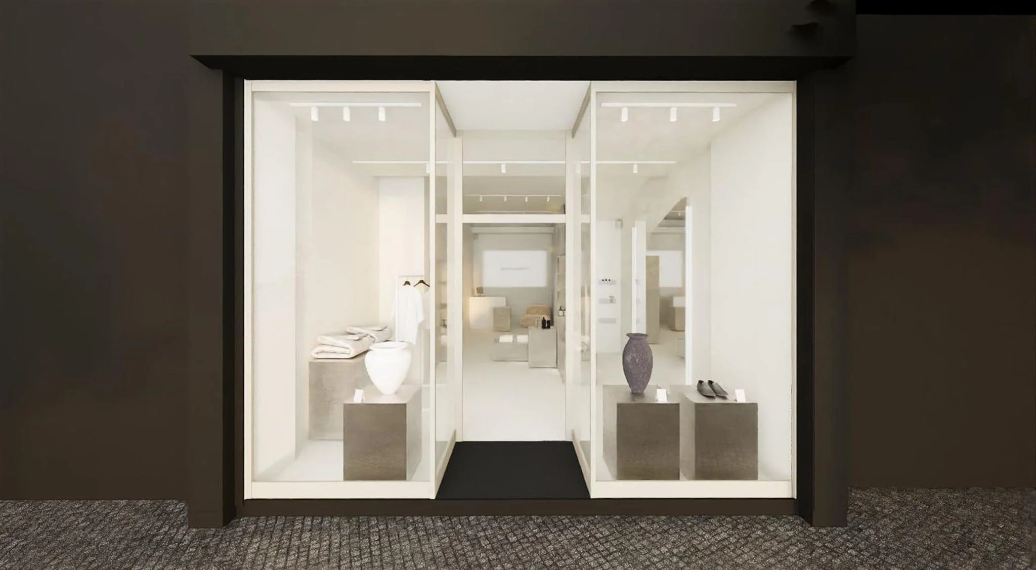 Shop window of the new BENCHMARKED pop-up space in Cologne