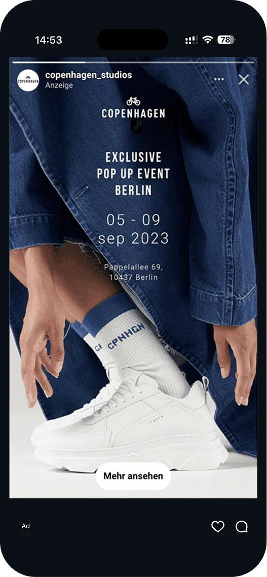Copenhagen Studios ad for an exclusive pop-up event in Berlin in September 2023