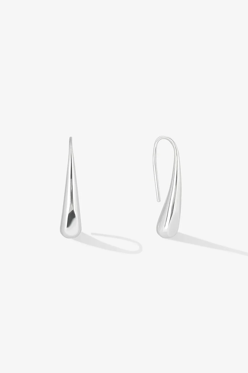 Silver teardrop earrings with hook clasps