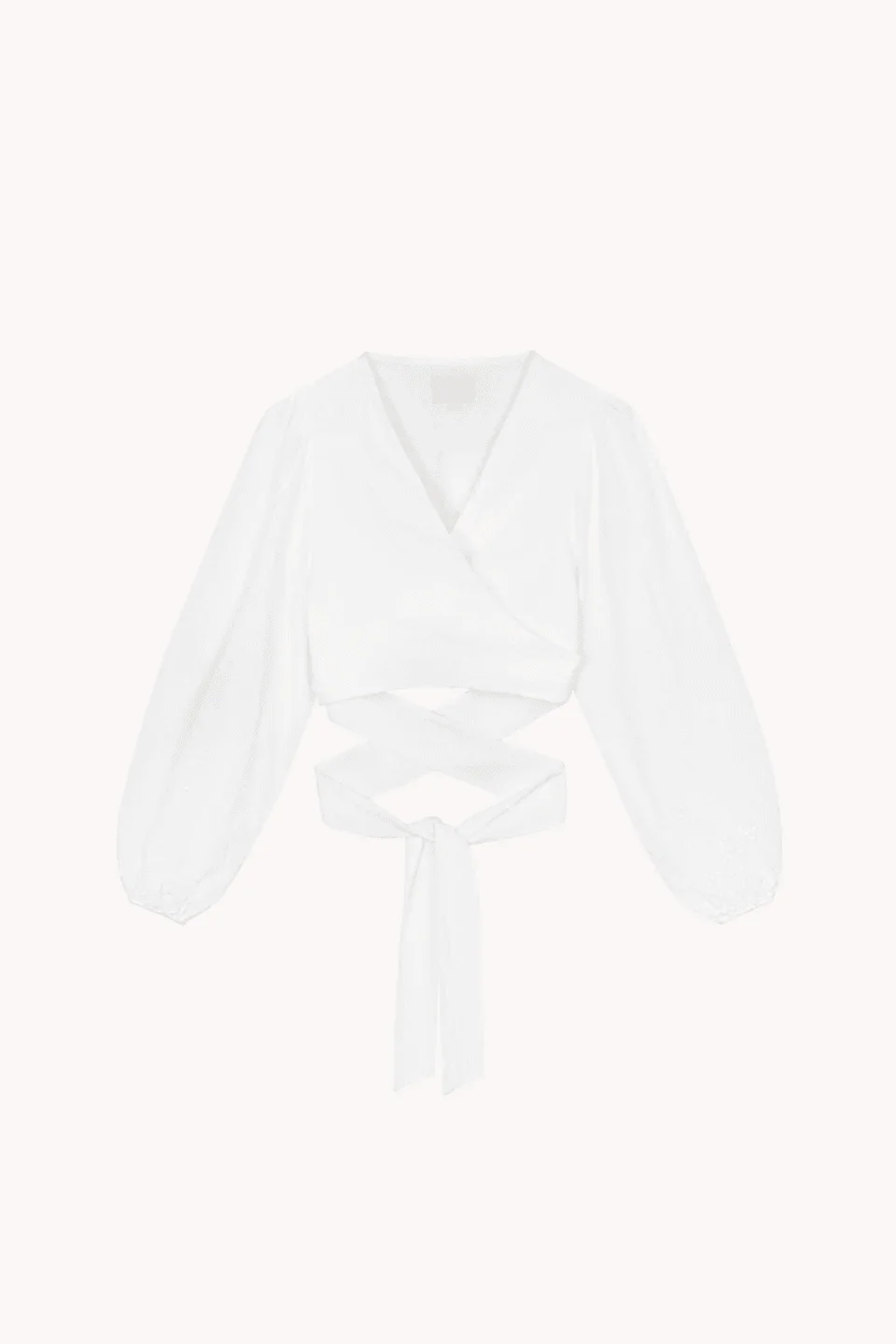 White wrap top with tie detail