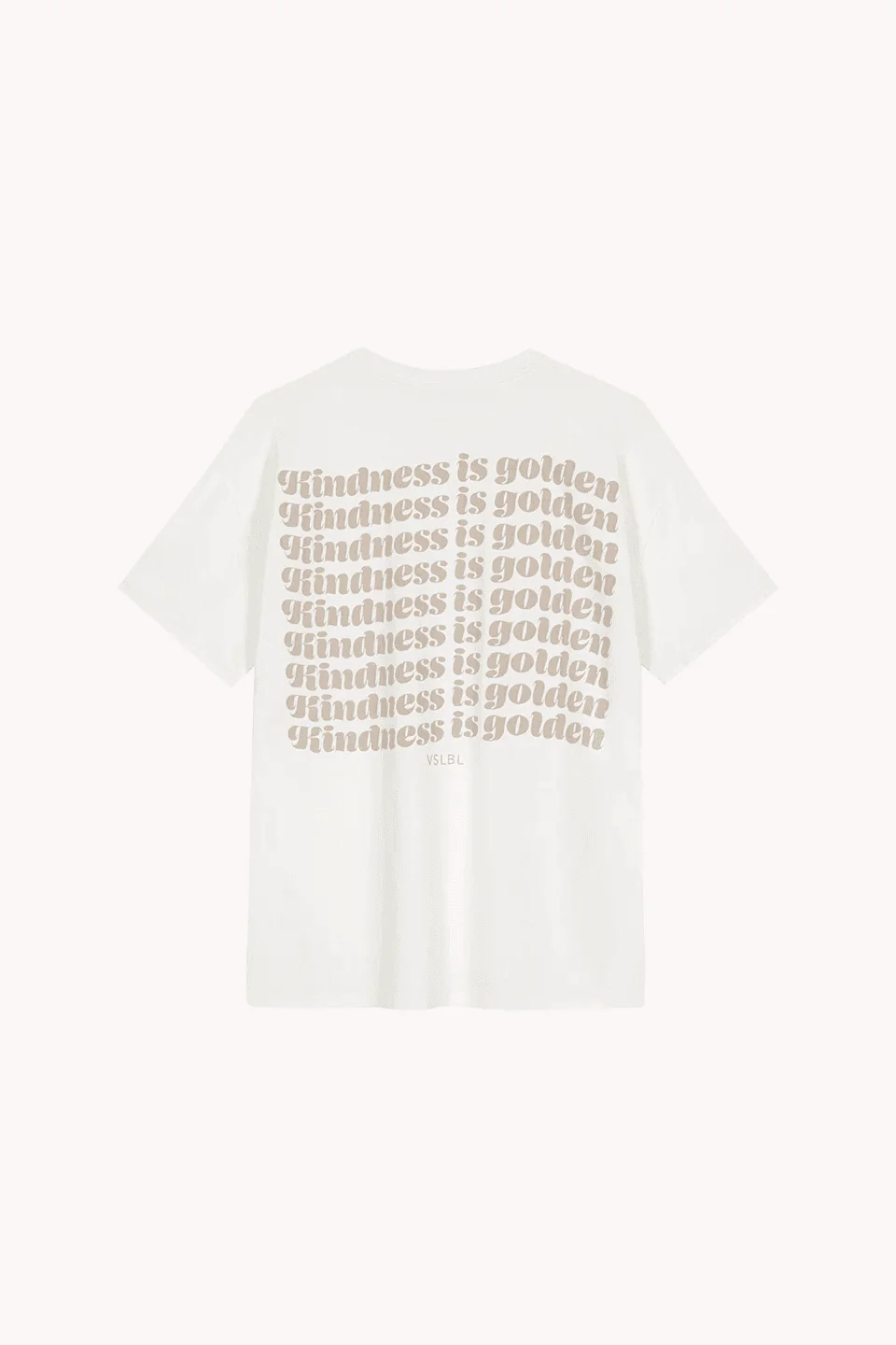 White T-shirt with “Kindness is golden” print