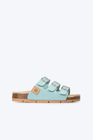Light blue three-strap sandal