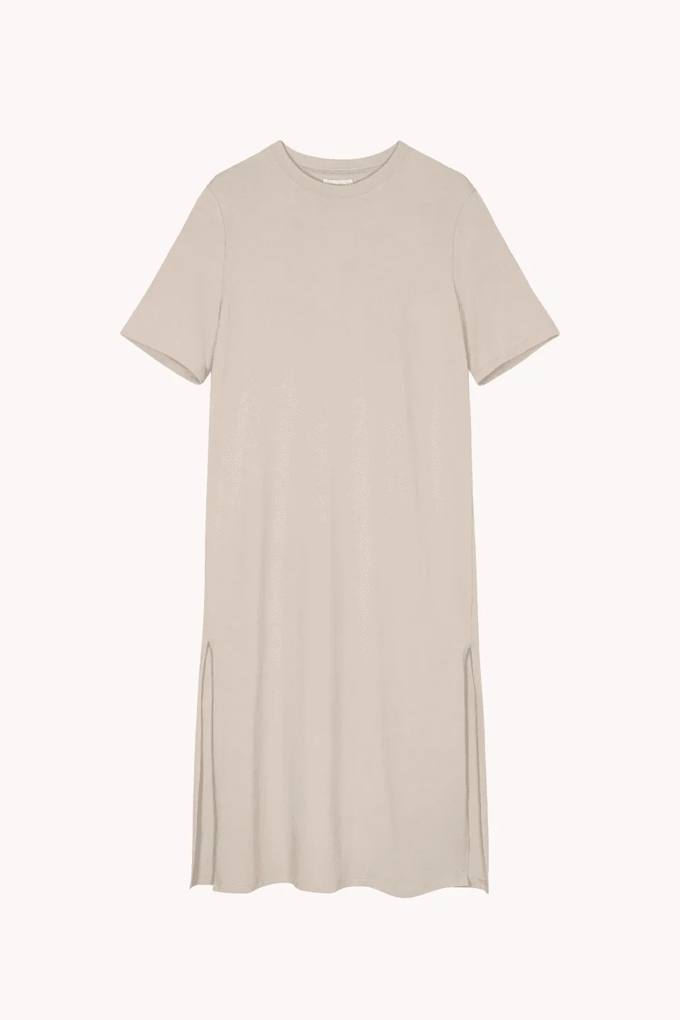 Beige T-shirt dress with side slits