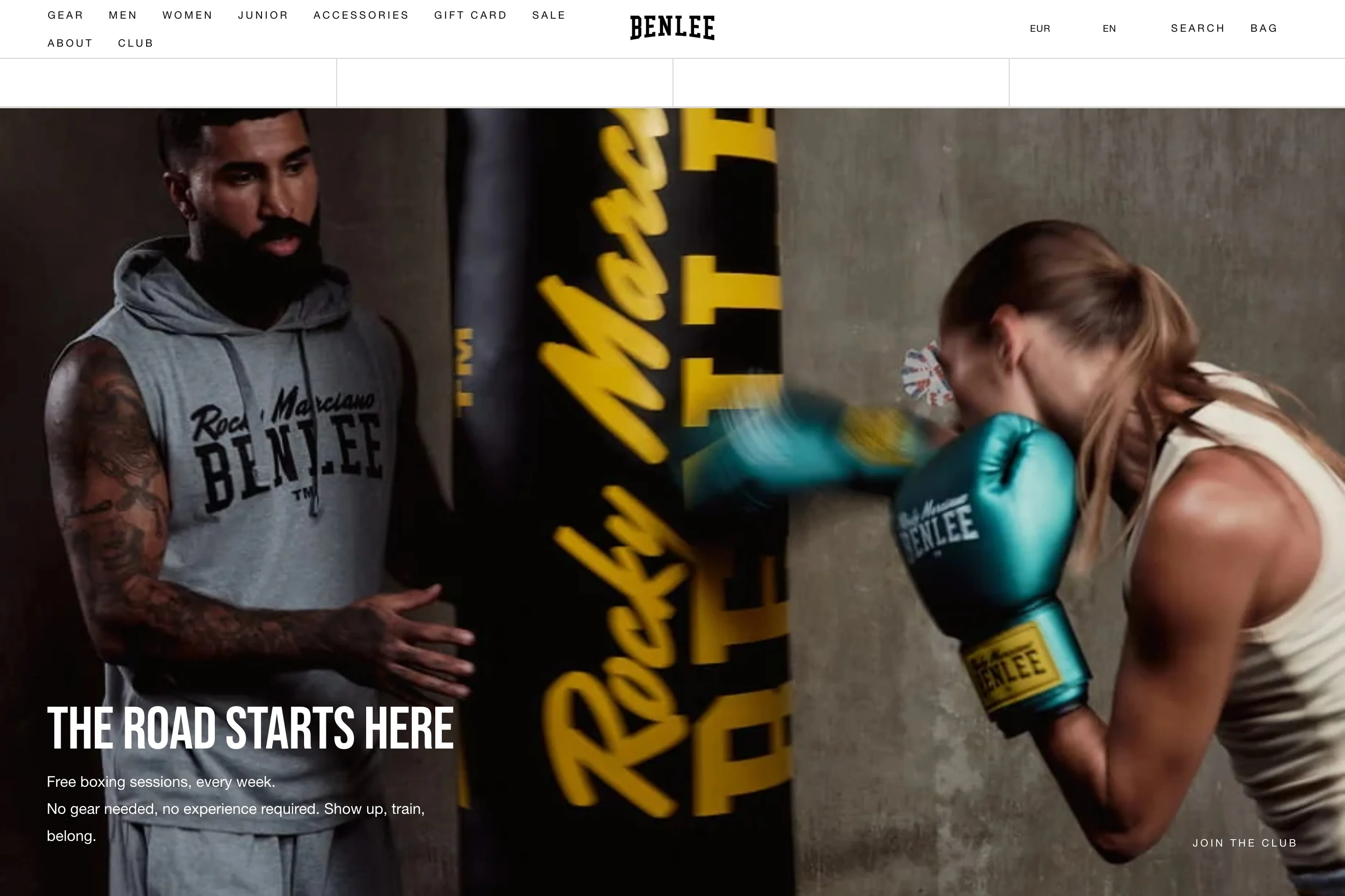 BENLEE homepage with the campaign section “The Road starts here”