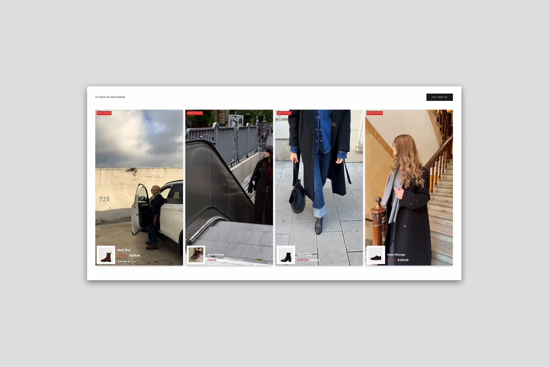 Shop section with creator videos