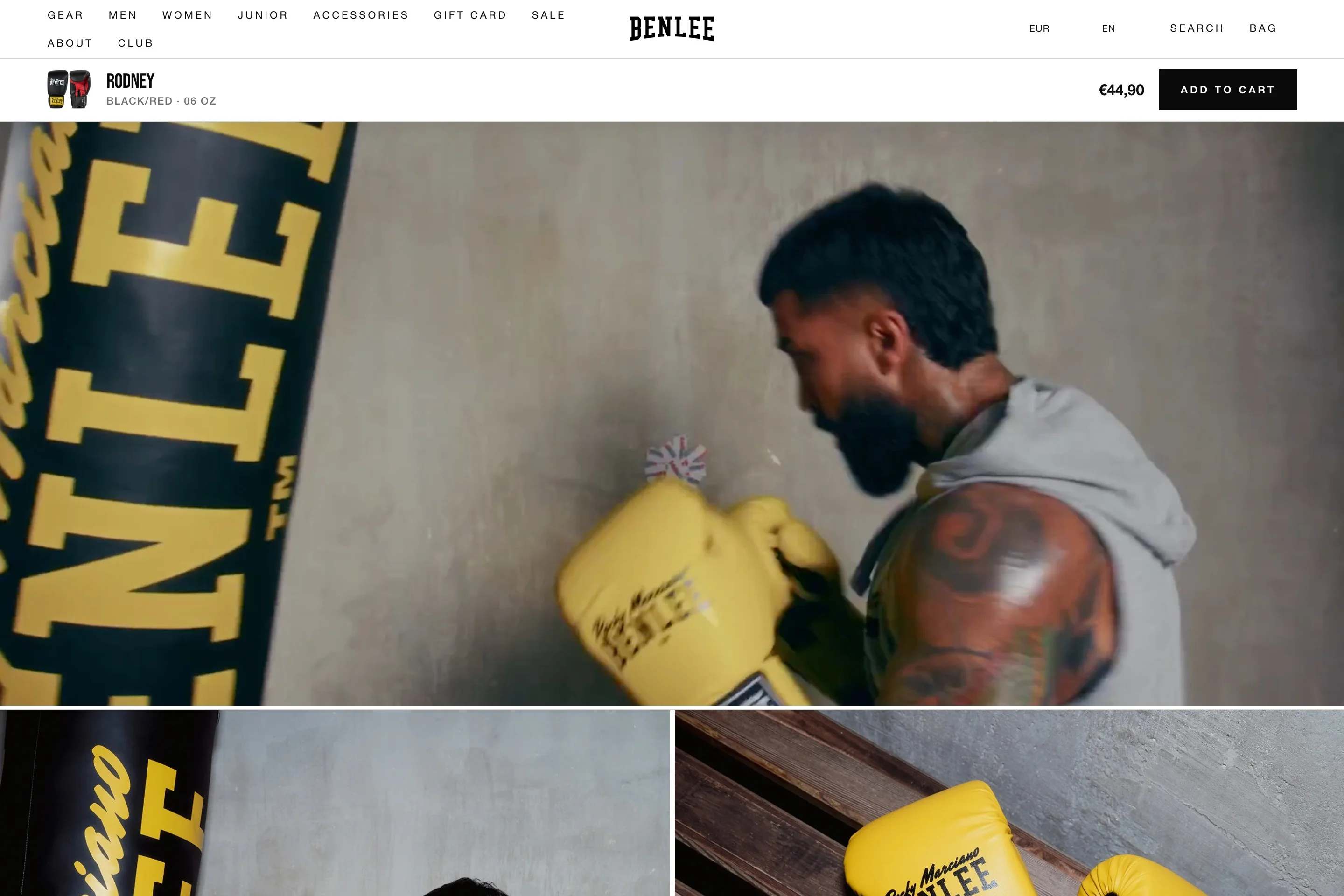 Editorial area of the new BENLEE product page with campaign images