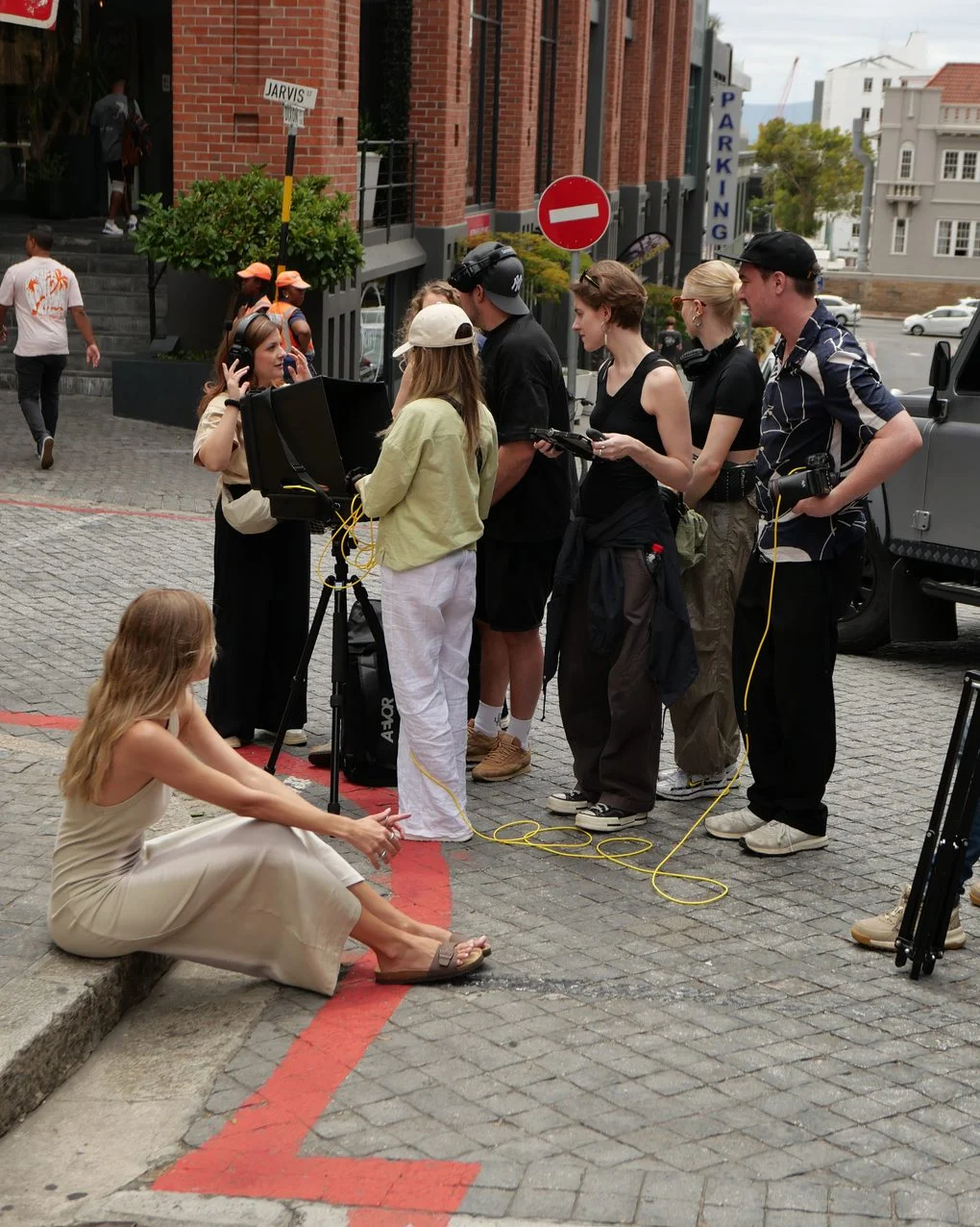 Team on a street shoot