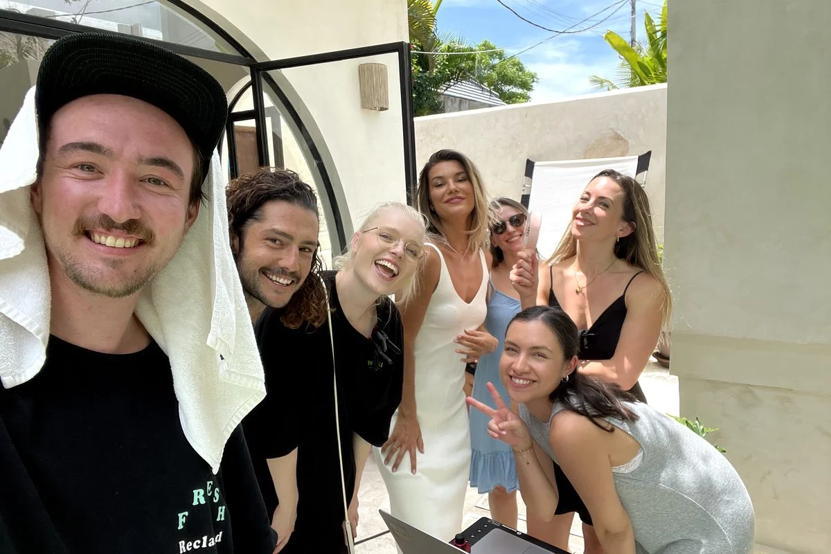 Team selfie on set