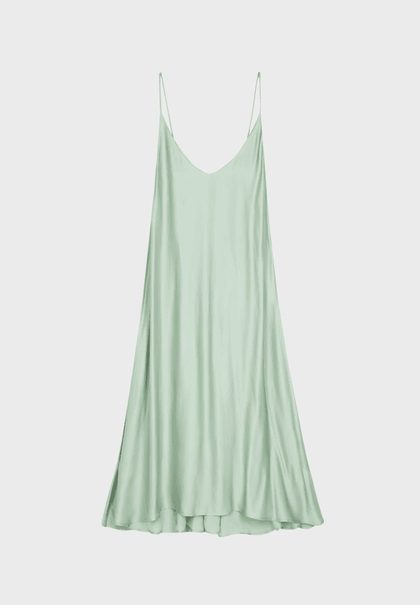 Light green satin slip dress