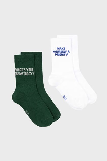 Socks with motivational quotes