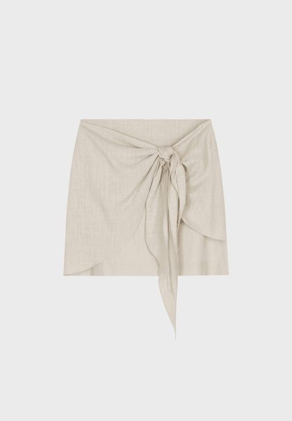 Textured flax wrap skirt