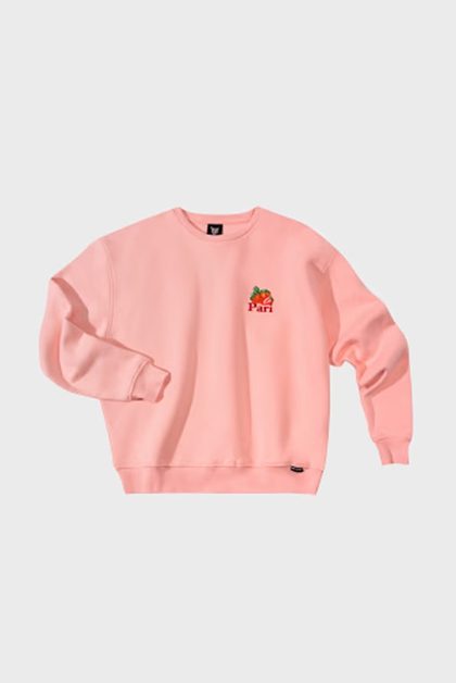 Pink sweatshirt with fruit embroidery