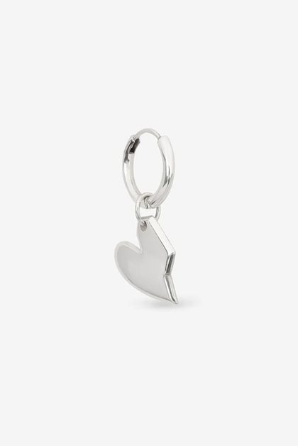 Silver earring with a broken heart charm