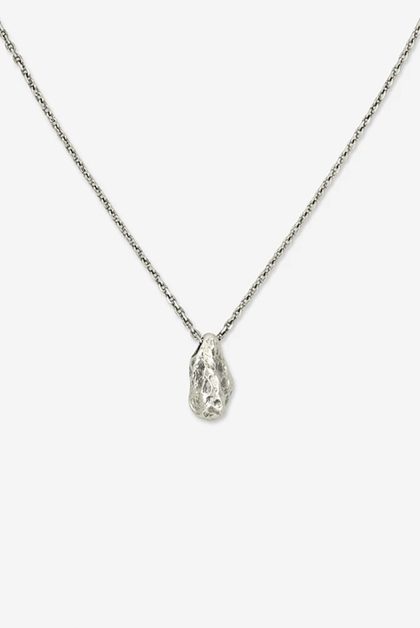 Textured silver pendant necklace