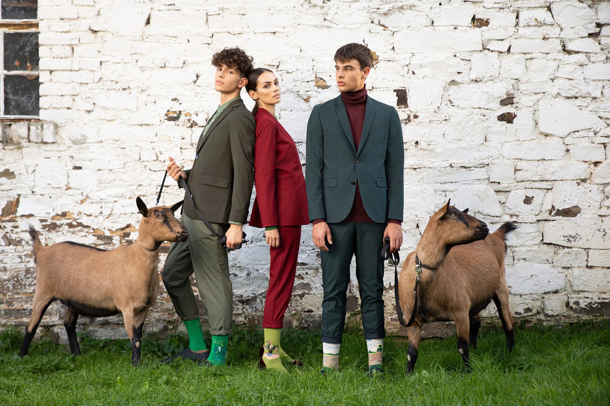 Models and goats in fashion shoot